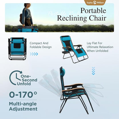 Sophia & William Oversized XXL Zero Gravity Chair, Padded Recliner Outdoor - Image 6
