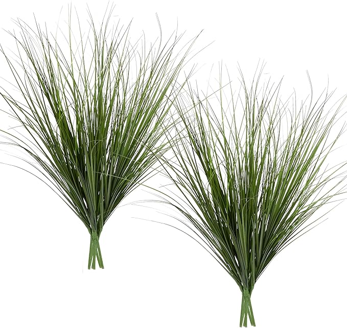Artificial Plants Greenery, 12-Piece Green Plastic Wheat Grass, 26.4 Inch Tall