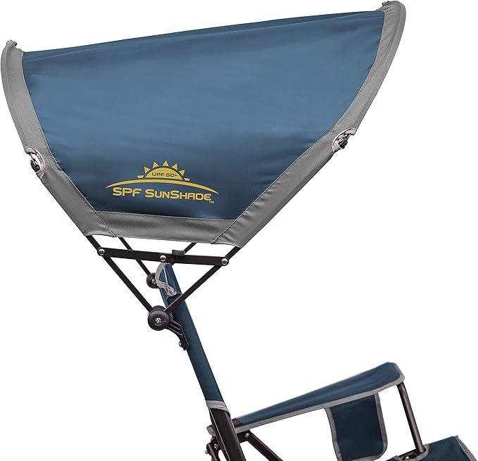 Folding Rocking Chair with UPF 50+ Canopy in Neptune Blue