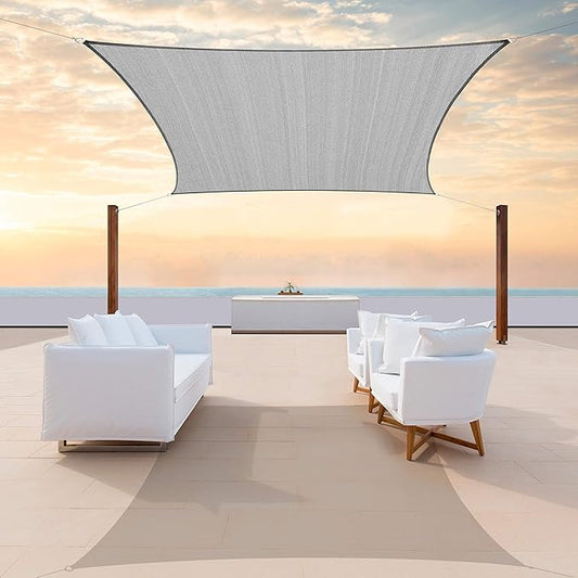ColourTree TAPR1616 Custom Size 7' x 18' Grey Sun Shade Sail Canopy UV Block UPF50 Rectangle - Commercial Standard Heavy Duty - 190 GSM - 3 Years Warranty