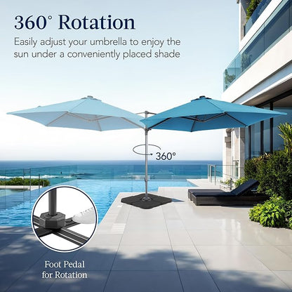 Best Choice Products 10ft Offset Cantilever Hanging Market Patio Umbrella, Smooth 360° Rotation, 8 Sturdy Ribs, Easy Adjustment - Sky Blue