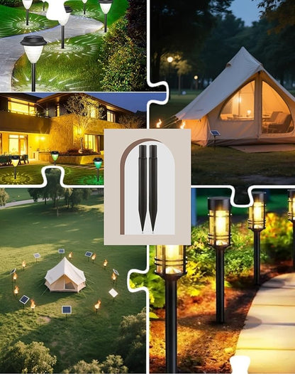 8.25" Reinforced ABS Plastic Solar Ground Spikes - Durable Solar Light Replacement Stakes for Garden, Pathway, Deck, Camping, Christmas Lights (Fits 0.83" Inside Diameter) (Black-6 Pack)