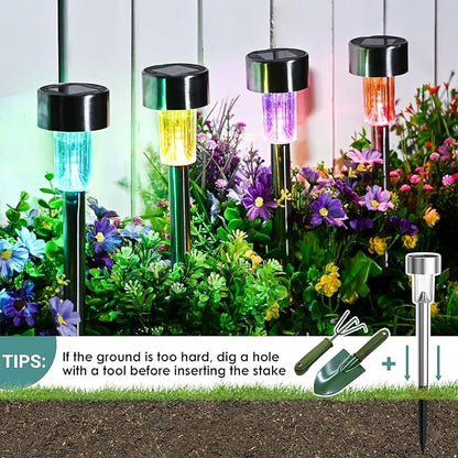 GIGALUMI Solar Lights Outdoor Waterproof, 20 Pack Multicolor, Garden Decor Pathway Lights Solar Powered for Yard Patio, Lawn and Landscape