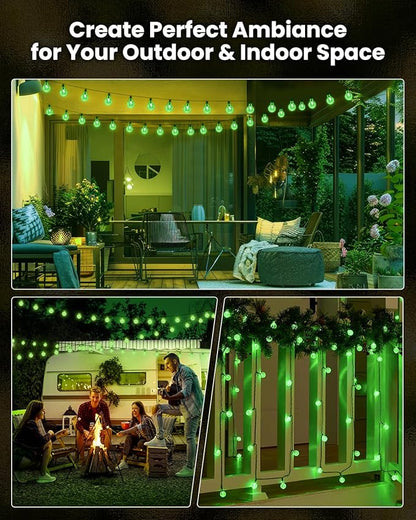 Brightown Solar String Lights Outdoor 60 Led 35.6 Feet Crystal Globe Lights with 8 Lighting Modes, Waterproof Solar Powered Patio Lights for Garden Yard Porch Wedding Party Decor (Green)