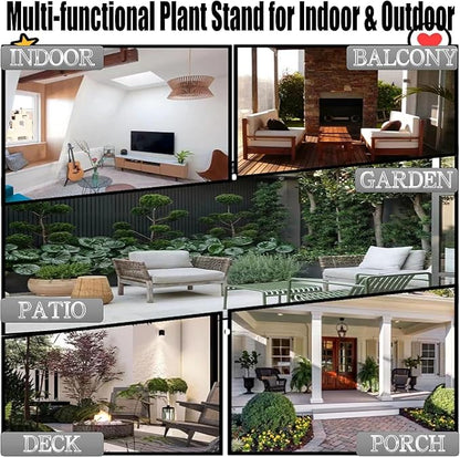 Plant Stand, 2 Pack Round Plant Stands Indoor Outdoor, Retro Design 15'' Tall Plant Stand, Rust-proof Coated Metal Plant Pot Stand Flower Stands for Indoor Plants Patio Garden Home Decor Black