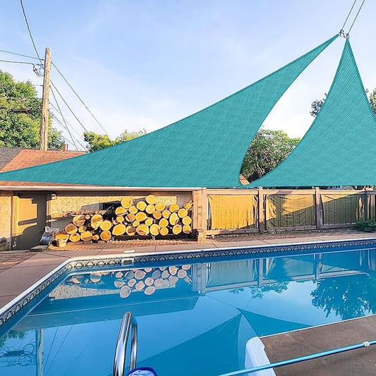 E&K Sunrise 13' x 13' x 13' Sun Shade Sail Triangle Canopy Shade Cover UV Block for Patio Backyard Garden Outdoor (Turquoise)