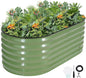 G GOOD GAIN Raised Garden Beds - 4x2x1.4ft Galvanized Planter Boxes Kit with Protective Tape & Gloves & Tools | Oval Metal Outdoor Raised Bed for Gardening Vegetables, Fruits, Flowers, Herbs, Oliver