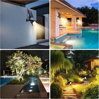 Solar Spot Lights Outdoor Waterproof, 18 LED Solar Powered Landscape Lighting Low Voltage Auto On/Off for Garden, Yard, Tree, Flag, Wall, Pathway, 4 Pack