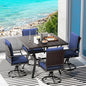 LEVELEVE 5 Piece Outdoor Patio Dining Set with 4 Swivel Dining Chairs & 1 Large Round Dining Table,Bistro Furniture Set for Lawn, Garden, Deck, Backyard and Porch