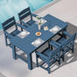 SERWALL Outdoor Dining Table Set, 67‘’ HDPE Patio Dining Set for 4, All-Weather Outdoor Table and Chairs Set for Deck, Blue
