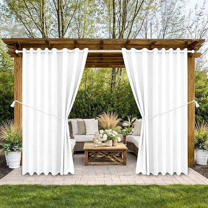 DIVA EN CAMINO DEC Outdoor Patio Curtain Waterproof Darkening Thermal Insulated Indoor Curtains for Bedroom, Porch, Living Room, Pergola, Cabana, W105 x L95, Set of 2 Panels