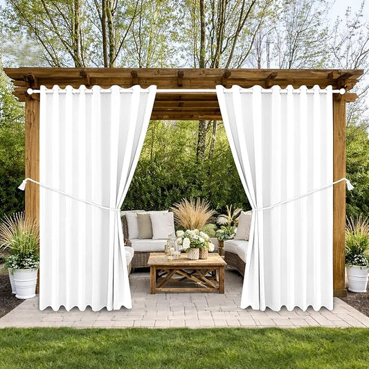 DIVA EN CAMINO DEC Outdoor Patio Curtain Waterproof Darkening Thermal Insulated Indoor Curtains for Bedroom, Porch, Living Room, Pergola, Cabana, W105 x L95, Set of 2 Panels