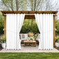 Outdoor Patio Curtain Waterproof Darkening Thermal Insulated Indoor Curtains for Bedroom, Porch, Living Room, Pergola, Cabana, W105 x L120 Extra Wide Room Divider, Set of 2 Panels, Pure White