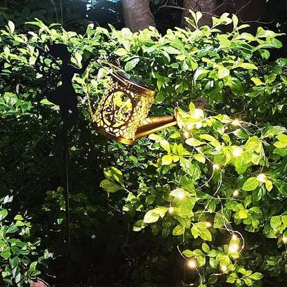 Solar Watering Can Lights, Outdoor Garden Decor,LED Waterproof String Light,Metal Vintage Fairy Tale Lamps Outside,Solar Lantern with Shepherd Hook for Lawn Yard Path (Fairy)