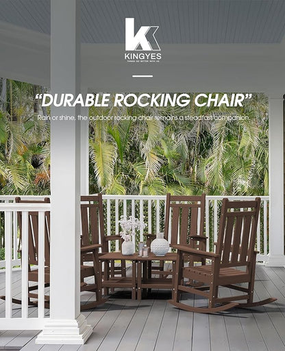 Rocking Chair, Coffee Oversized Patio Chair, 350 lb Capacity, HDPE
