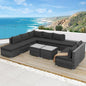 NICESOUL 11 Piece Extra Large Outdoor Furniture Sofa Set, Deep Wide PE Wicker Patio Modular Sectional with Side Tables, 29.3'' High Back Modern Luxury All-Weather Rattan Conversation for Outside, Gray
