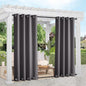 NICETOWN 2 Panels Grey Blackout Outdoor Curtains for Patio Waterproof 84" Long, Top and Bottom Rustproof Grommet Heavy Weight Windproof Drapes, Keep Privacy for Porch, W52 x L84