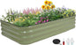 4-in-1 Modular Raised Garden Bed Kit - Adjustable Sizes (5x3x1ft, 4x4x1ft, 6x2x1ft, 7x1x1ft) - Heavy Duty Galvanized Steel Planter Box with Bracing Rods & Gloves for Vegetables, Fruits