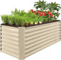 Best Choice Products 8x2x2ft Outdoor Metal Raised Garden Bed, Rectangular Deep Root Planter Box for Vegetables, Flowers, Herbs, and Succulents w/ 239 Gallon Capacity - Beige