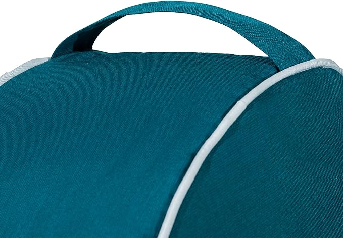 QILLOWAY Indoor/Outdoor Inflatable Stool,Round Ottoman,All Weather Foot Rest for Camping or Home,Peacock Blue