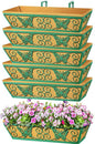 6 Pack 24 Inch Window Boxes Planters Railing Planter Box with Adjustable Brackets for Porch Fence Patio Balcony Hanging Flower Baskets with Woven Fabric for Outdoor Garden Decor - Green