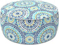 LVTXIII Indoor/Outdoor Inflatable Ottoman with Handle D21 x H9 Inch, Weather-Resistant Round Footstool Pouf for Patio Camping Living Room, Portable Footrest Extra Seating, Delancey Lagoon