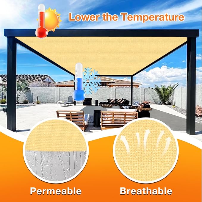 Artpuch Outdoor Pergola Shade Cover 9x19 FT Sun Shade Cloth with Grommets Sand 90% UV Protection Canopy Patio Privacy Screen (Customized Available)