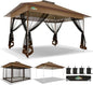 COBIZI 10x15 FT Pop up Gazebo on Clearance - Outdoor pop up Canopy Tent,carpas para Patio, Shelter - Screen Tents with Portable Carry Bag, Patio Gazebos for Camping,Garden,Deck,Backyard,Brown