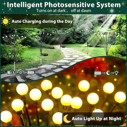 4-Pack Garden Solar Lights, 32 LED Solar Lights Outdoor for Garden Decor, Waterproof Firefly Light Outdoor (Sway by Wind), Swaying Light for Outside Yard Pathway Landscape Decorations (Warm White)