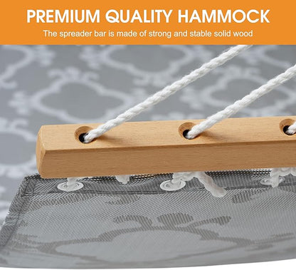 Lazy Daze Hammocks Quick Dry Hammock with Spreader Bar Textliene Fabric Double 2 Person Hammock with Chains Outdoor Patio Poolside Backyard Beach 450 lbs Capacity, Four Leaf Clover
