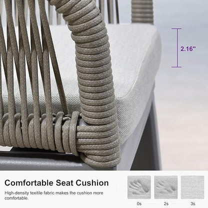 PURPLE LEAF Outdoor 29" Wicker Bar Stools Set of 2, Boho Patio Bar Height Chair with Cushion and Back for Outdoor and Indoor, Garden, Patio, Light Grey