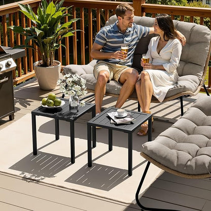 Crestlive Products Aluminum Outdoor Side Table Set of 2, Pool Lounge Chair Side Table, Weather Resistant Small Square Coffee End Table for Patio, Yard, Garden, Porch, Deck, Outdoor