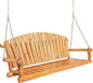 Outdoor Porch Swing Front Porch Hanging Wooden Bench Swing 3 Seat Chair for Garden, Patio, Backyard, Playground, Log Wood 800Lbs, 5 Ft, Lightly Toasted