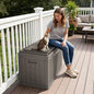 Storage Bench Resin Deck Box, 100 Gallon Lockable, Light Coffee