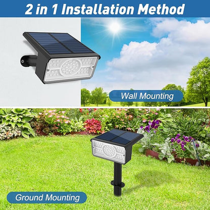 T-SUN Green Solar Spot Lights Outdoor 4 Pack, 49 LED 2 Lighting Modes, IP65 Waterproof Landscape Spotlights, 2 in 1 Auto On/Off Solar Lights for Yard, Garden, Driveway, Pathway