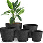 Utopia Home - Spotty Plant Pots Indoor with Drainage - 7/6.6/6/5.3/4.8 Inches Flower Pots - 5 Pack Plastic Planters - Ideal for Stocking Stuffers - (Speckled Black, Pack of 5)