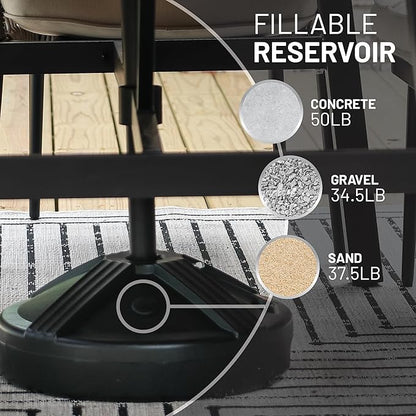 US Weight Durable Fillable Umbrella Base for Patio Table - 50 Pound Capacity Heavy Duty Adjustable Stand for Outdoor Umbrellas - Made in The USA