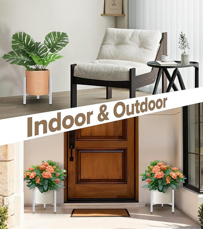 Plant Stand Indoor Adjustable, Metal Modern Indoor Plant Stand, Heavy Duty Plant Stands Outdoor Corner, Stable Plant Holder, Fits 8 to 12 Inches Pots, White, 1 Pack, Pot & Plant Not Included