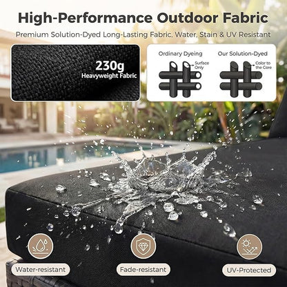 NICESOUL 18 Piece Outdoor Sectional with Fire Pit Table, 29.3'' High Back Extra Large Patio Furniture Set with Firepit & Chaise Lounge, 14-Person Outdoor Sofa Conversation Couch, Grey & Black