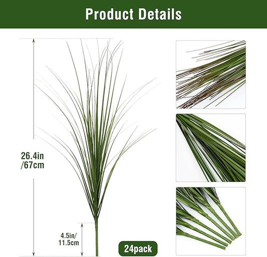 Artificial Plants Greenery, 24 Pack Green Wheatgrass Stems, 26.4 Inch Tall