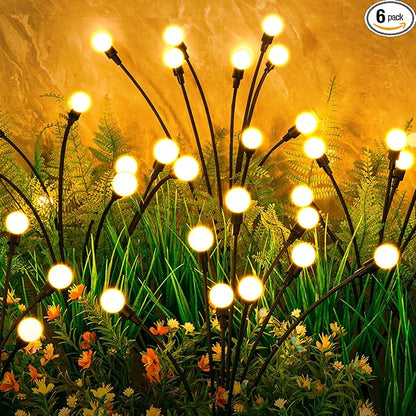 ASMAD Solar Lights Outdoor(6-Pack, 48 LEDs), Solar Garden Lights, Outdoor Decorations, Firefly Light for Patio Decor, Big Bulb, Unique Gifts for Women, Gifts for Grandma