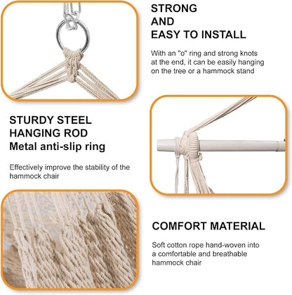 Lazy Daze Hammocks Chair Caribbean Hanging Rope Swing Chair, Soft-Spun Cotton - Image 5