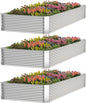 3 Pack Corrugated Galvanized Steel Raised Garden Bed Outdoor, Metal Above Ground Garden Bed for Vegetables and Flowers, Rectangle Raised Beds for Gardening-4x2FT