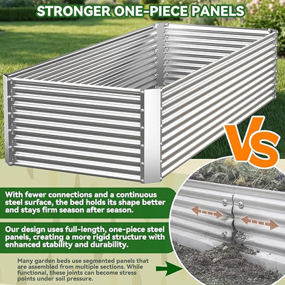 3 Pack Tall 4x2FT Raised Beds for Gardening, Corrugated Galvanized Steel Raised Garden Bed, Outdoor Metal Above Ground Garden Bed for Vegetables and Flowers(Rectangular)