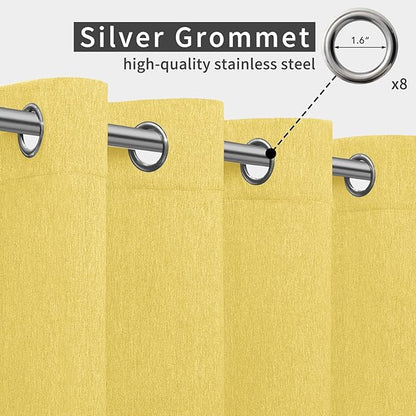 Easy-Going Linen Look Outdoor Curtains Waterproof Windproof Porch Curtains, Soft Thicken Outdoor Privacy Curtains for Patio, Gazebo, Grommet Top and Tab Bottom Drape, 1 Panel, 54x96 inch, Yellow