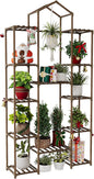 Bamworld 74.4" Tall Plant Stand Indoor Outdoor Wood Plant Shelf Hanging Plant Rack Tiered Flower Stands for Multiple Plants for Living Room Garden Balcony Patio