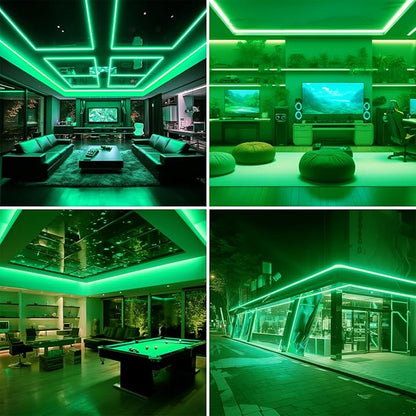 AC 110V COB LED Strip Lights Outdoor Waterproof 65.6ft, Green Super Bright 200W LED Rope Light, IP65 Flexible Cuttable, for Bedroom Garden Commercial House Gaming Room Decor