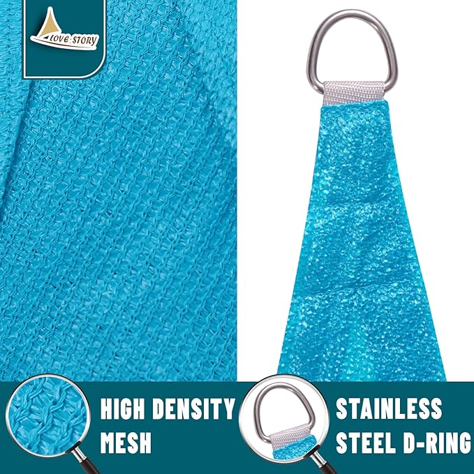 LOVE STORY Custom Size 9'x9' Turquoise Blue Sun Shade Sail Rectangle UV Block Canopy Patio Sail Sunshades Fabric for Outdoor Garden Carport (We Make Custom Size)