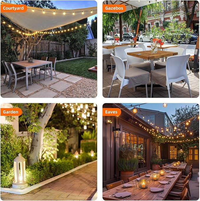 String Lights, 100 FT LED Outdoor Patio Lights, 50 Clear Bulbs
