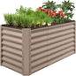 Best Choice Products 4x2x2ft Outdoor Metal Raised Garden Bed, Deep Root Planter Box for Vegetables, Flowers, Herbs, and Succulents w/ 119 Gallon Capacity - Taupe